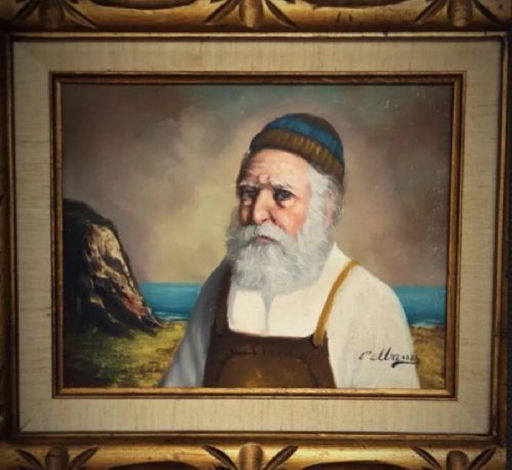 Vintage David Pelbam Oil Painting Old Fisherman By The Feb 17