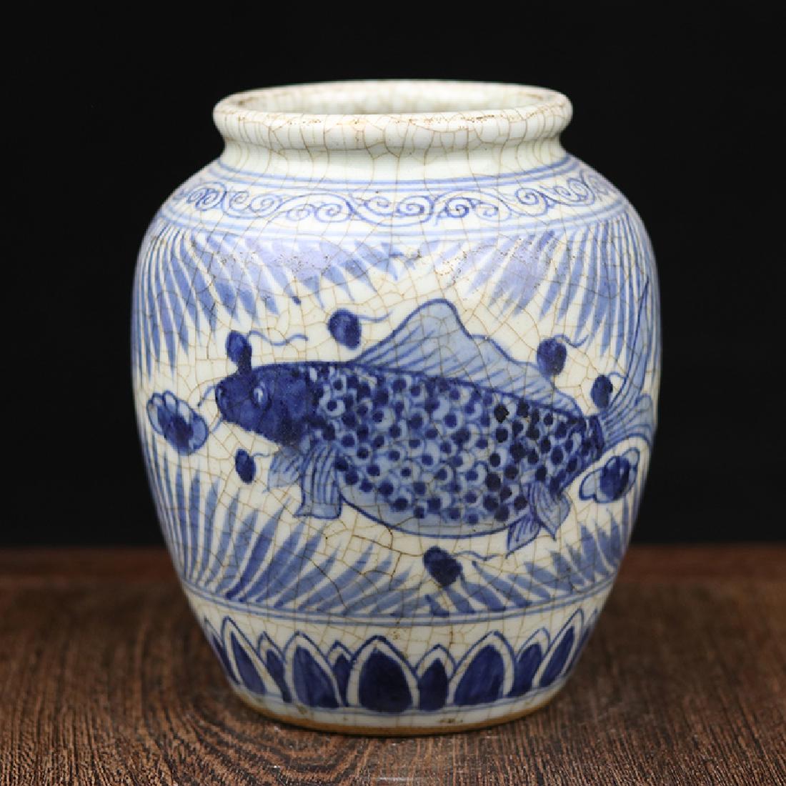 Chinese Yuan Dynasty Blue & White Crackled Glazed (1 of 6)