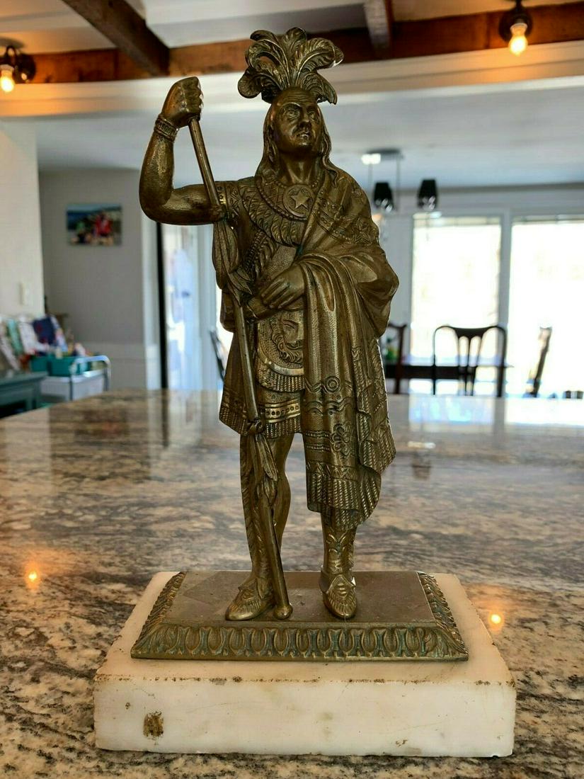 Awesome Antique Bronze Statue Of An American Indian On (1 of 7)