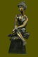 Vintage Sculpture BRONZE Art Nouveau LADY Old VICTORIAN - 2