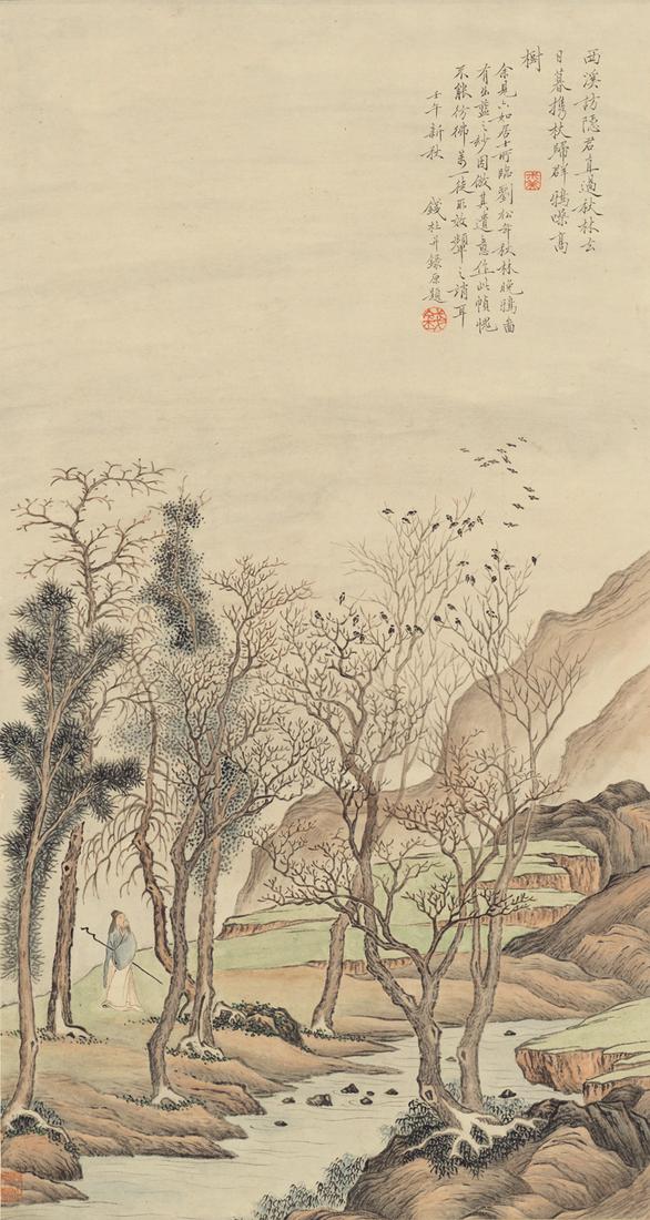 Chinese landscape painting by Qian Du: Chinese landscape painting by Qian DuSize: 80*42 cm