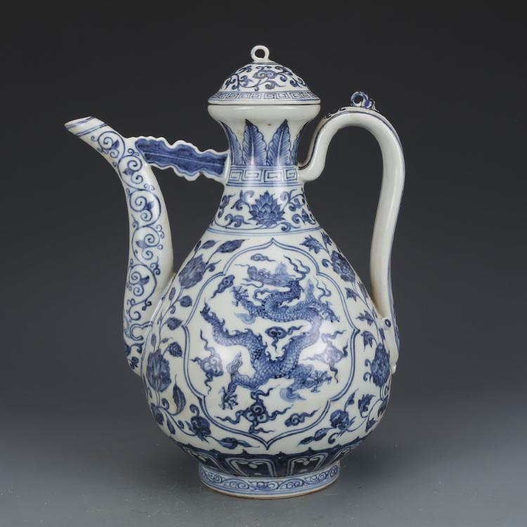 Ming dynasty blue glaze teapot with dragon painting (1 of 9)
