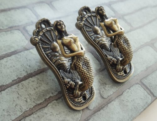 Antiques Silver and Gold Antique Bronze Mermaid Wall (1 of 3)