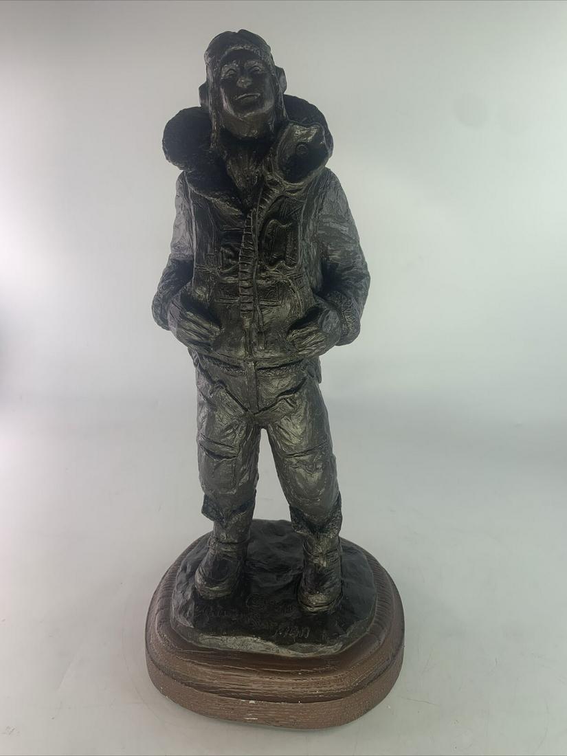 Michael Garman Bronzed Toned Aviator Sculpture 'Another Mission' 1988 (1 of 12)