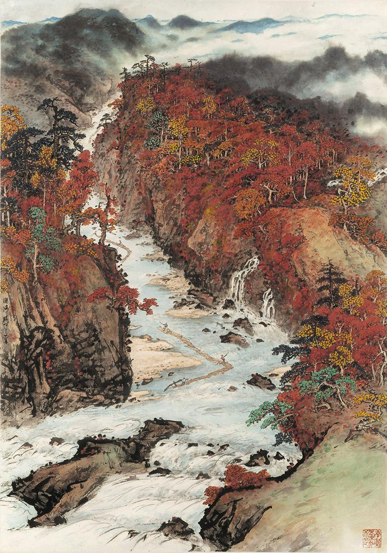 Landscape painting by Guan Shan Yue: Landscape painting by Guan Shan YueSize: Length 117x Width 82cm