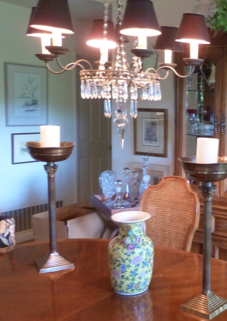 French Style 6 Light Bronze and Crystal Chandelier (1 of 4)