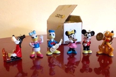 Set of 6 Vintage 1970's Disney Porcelain Ornaments: Set of 6 Disney ornaments all in excellent condition. From the late 1970's. On the bottom of each on, there is felt stamped "Walt Disney Productions" and a "Made in Japan" sticker. Each ornament measu