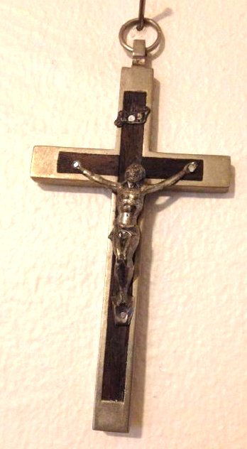 Antique Early 1900's Silver Pectoral Cross w/ Inlay (1 of 10)
