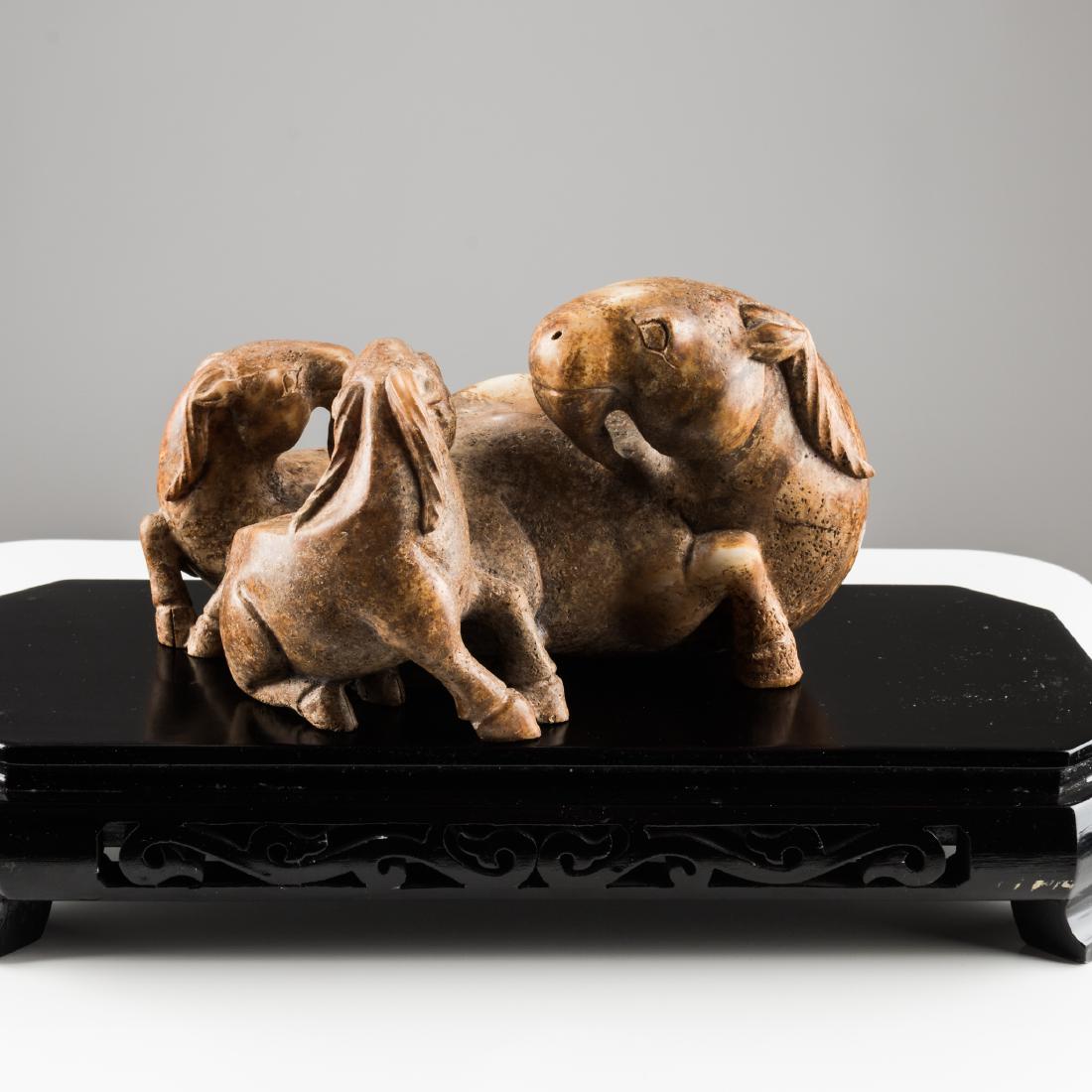 Archaic white jade carved group of goats (1 of 9)