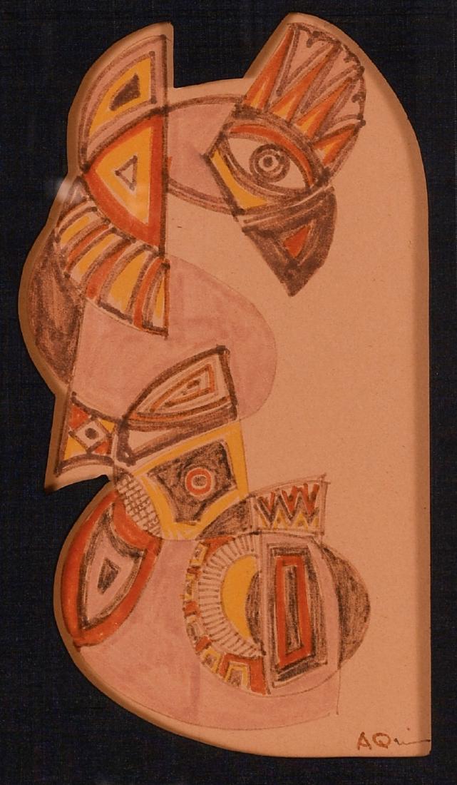Anthony Quinn, American, 1915-2001 Drawing: Anthony Quinn, Mexican-American, 1915-2001, California, Massachusetts, Africa, Mexico Expressive figurative sculpture, portraiture, painting “Chicken” Signed lower right in marker Anthony Quinn wa