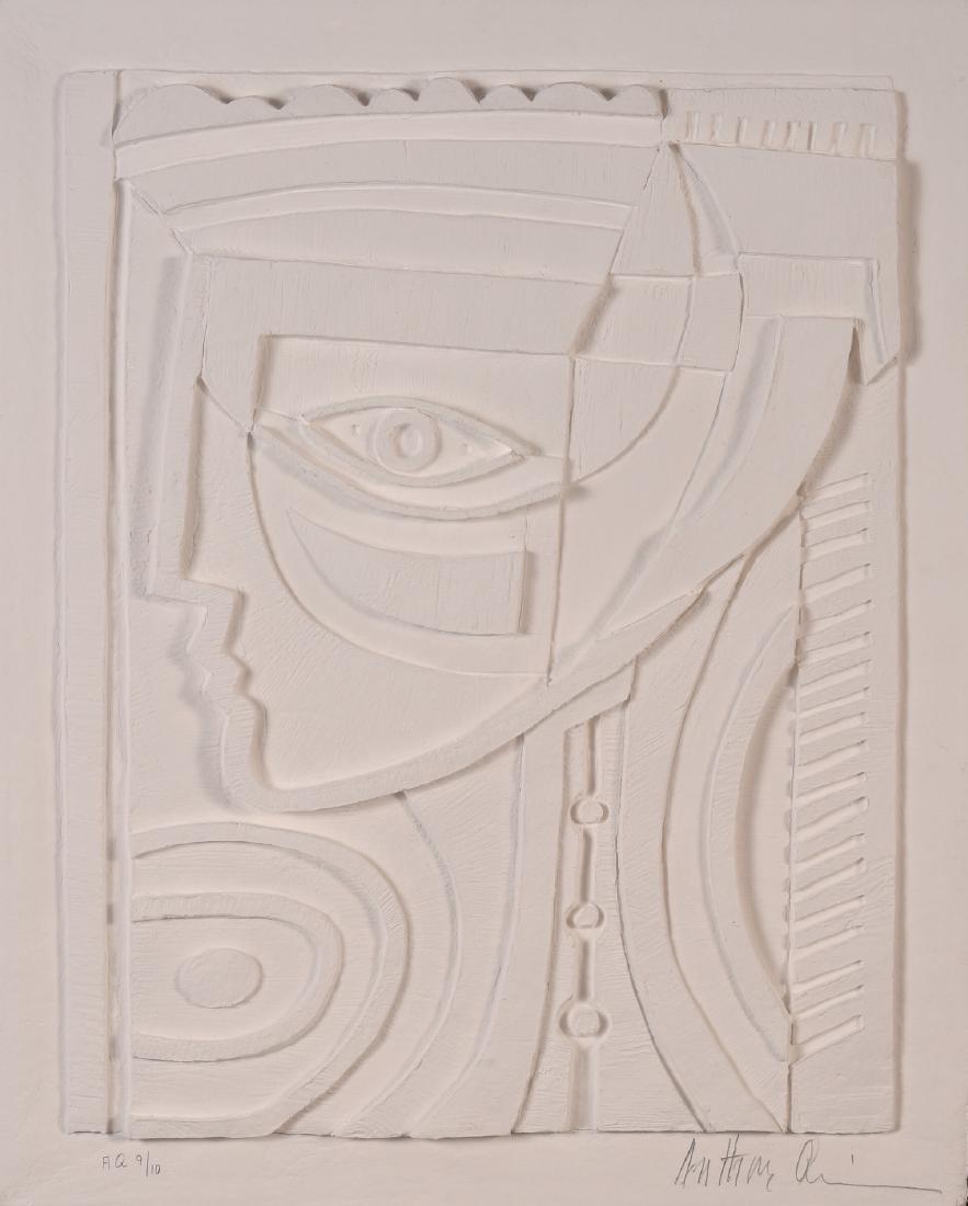 Anthony Quinn, American, 1915-2001, "Lady of Crete": Anthony Quinn, Mexican-American, 1915-2001, California, Massachusetts, Africa, Mexico Expressive figurative sculpture, portraiture, painting “Lady of Crete” Signed lower right, edition lower left