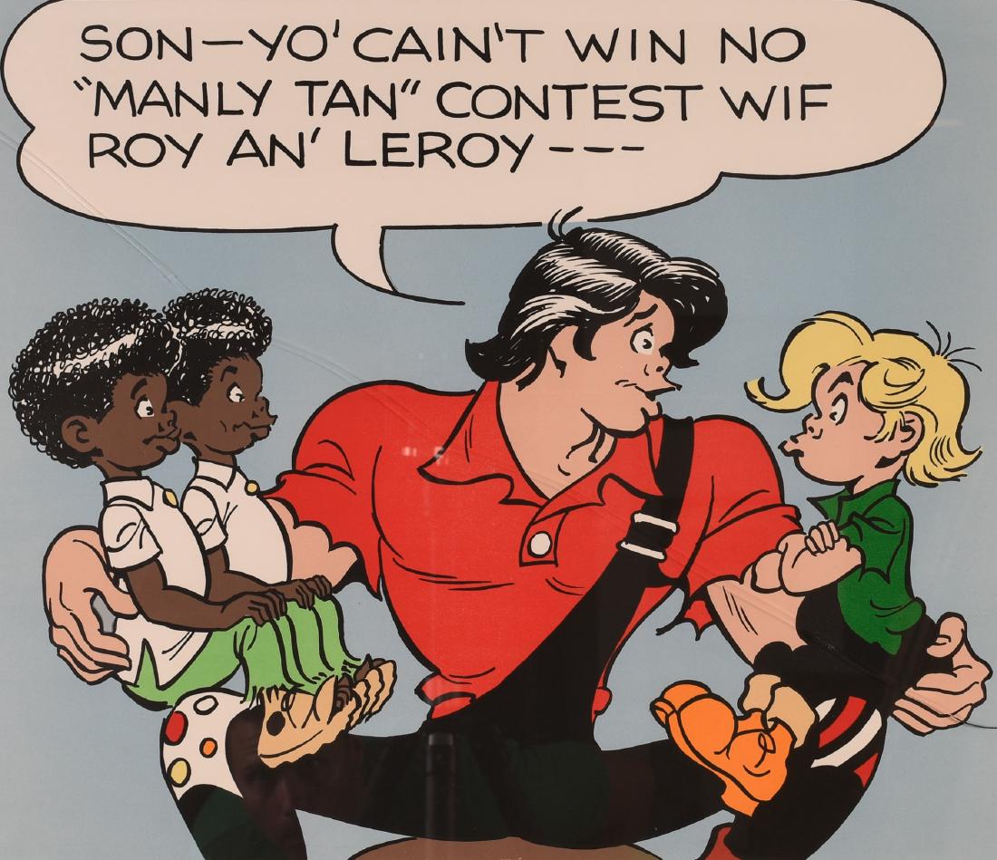 Al Capp, American, 1909-1979, "Son--Yo' Caint WinÉ": Al Capp, American, 1909-1979, Connecticut, New York Cartoon strip, illustration “Son--Yo’ Caint Win No “Manly Tan” Contest Wif Roy an’ Leroy ---” Signed and dated in pencil lower right, ed