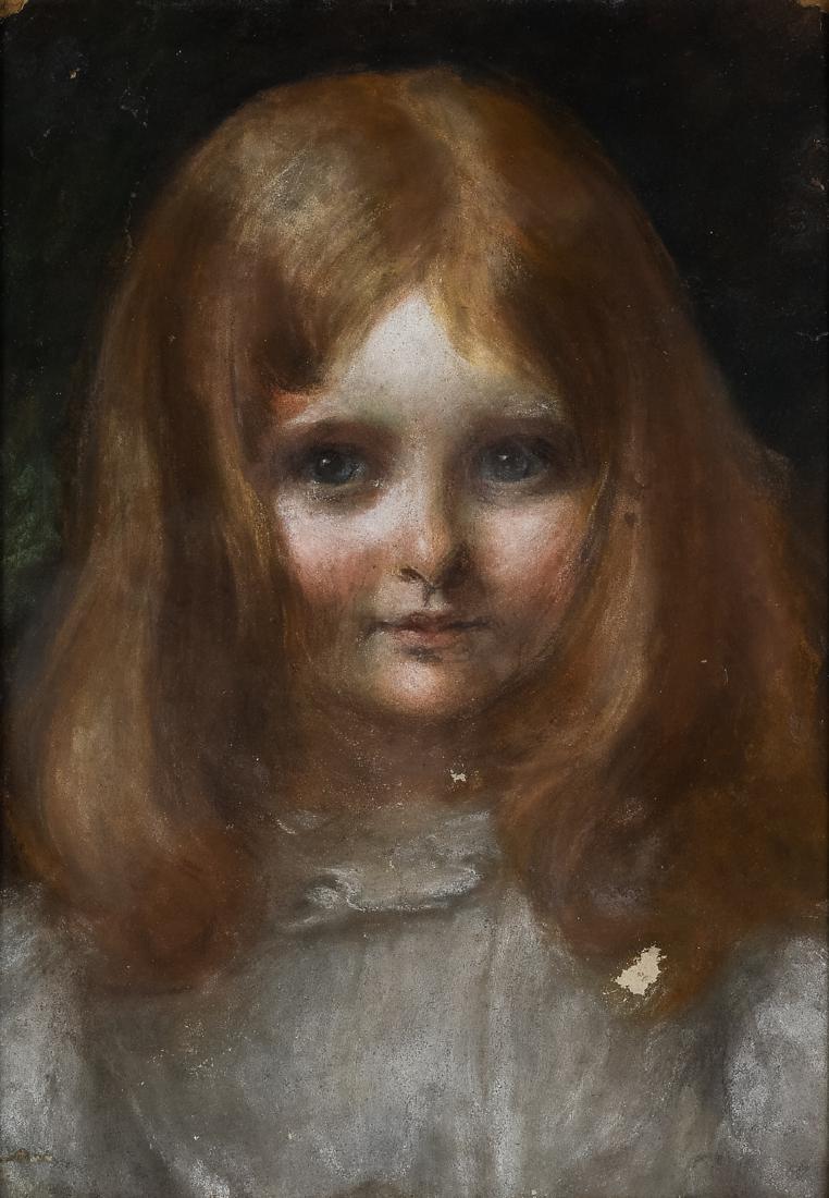 19th Century Continental School Portrait of a Girl: 19th Century Continental School Portrait of a Girl 13.5 x 9.5 inches unframed, 18.25 x 14.75 inches framed Pastel on paper Private Collection, Minnesota Keywords: English Portrait, Fre