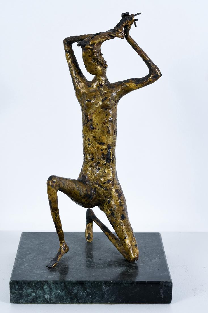 Edgar Britton, Bronze Figure: Edgar Britton (American, 1901-1982, Illinois, Colorado, Nebraska) 10.5 inches in height, base 6 x 6 inches Bronze on marble base Initialed EB along the foot Private Collection, Minnesota
