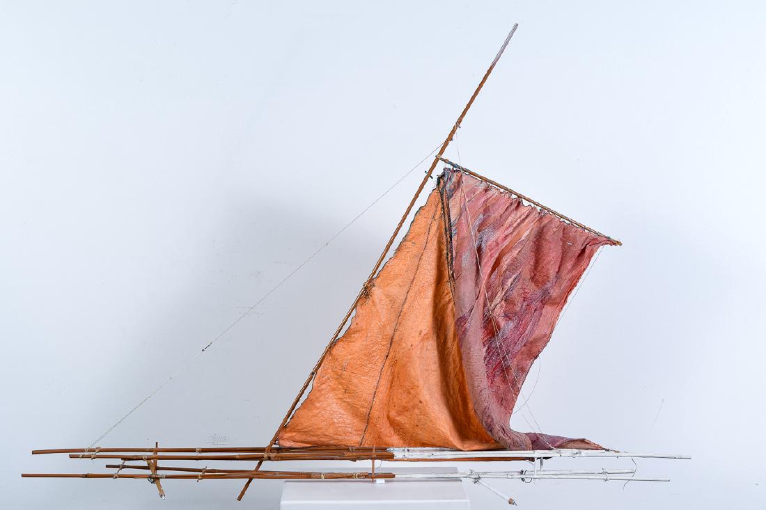 David Maxim, American, b 1945, Wood Sculpture of Boat (1 of 2)