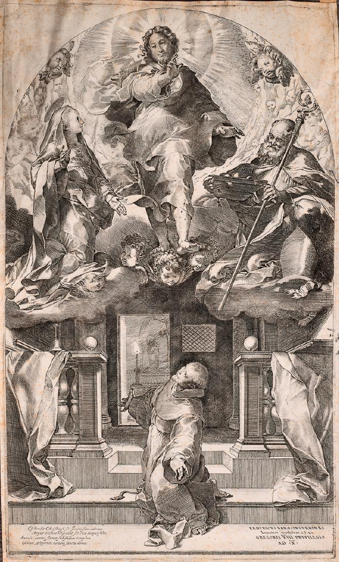 Federico Barocci, Engraving on Paper: Artist: Federico Barocci (1526/35-1612) Title: "Die Vision des hl Franciscus" Dimensions: 21 1/2 x 13 in. Date: 1581 Medium: Engraving on Paper Notes: Bartsch 4 Provenance: Private Collection, MN