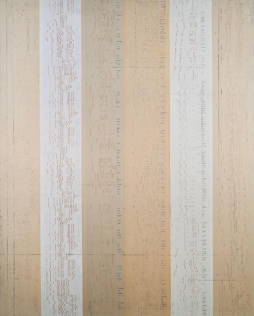 Robert Kelly, Mixed Media Painting on Canvas: Artist: Robert Kelly (American, b. 1956) Title: "The Voice" Dimensions: 80 x 64 in. Date: 2000/2001 Medium: Oil and Mixed Media on Canvas Signature: Signed, dated, and titled along verso. Provenance: