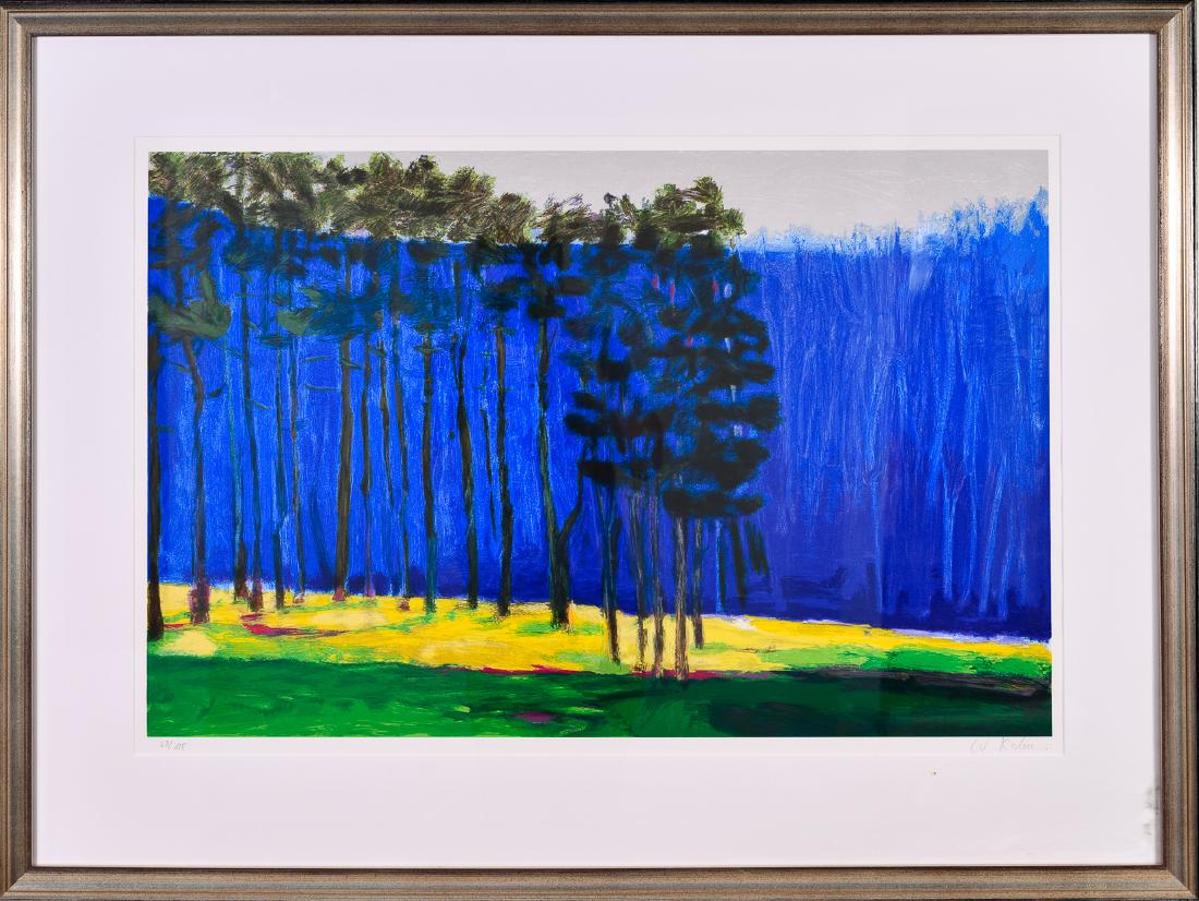 Wolf Kahn, "Dark Pines," Screenprint, 2001: Artist: Wolf Kahn (American, b. 1927) Title: "Dark Pines" Dimensions: 28 x 39 1/2 in. Date: 2001 Medium: Screenprint on Paper Edition: 23/108 Signature: Signed in pencial along lower right. Provenance