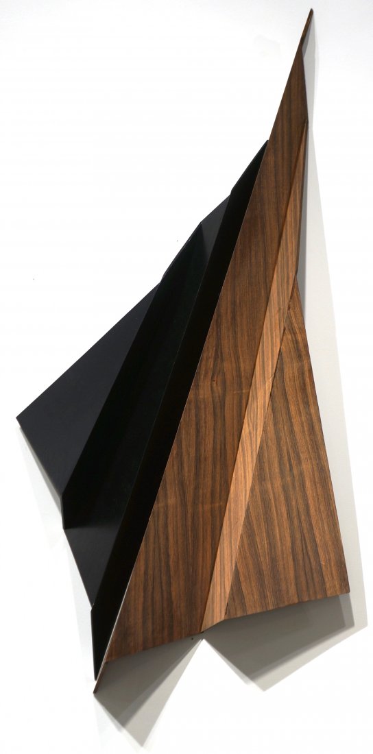 Katja Strunz (b. 1970), Rosewood and Painted Wood: Artist: Katja Strunz (German, b. 1970) Title: "Untitled (2 Elements)" Dimensions: 52 x 26 1/2 in. (Total) Date: 2005 Medium: Rosewood Veneer and Black Paint Signature: Signed and dated, "Katja Strunz