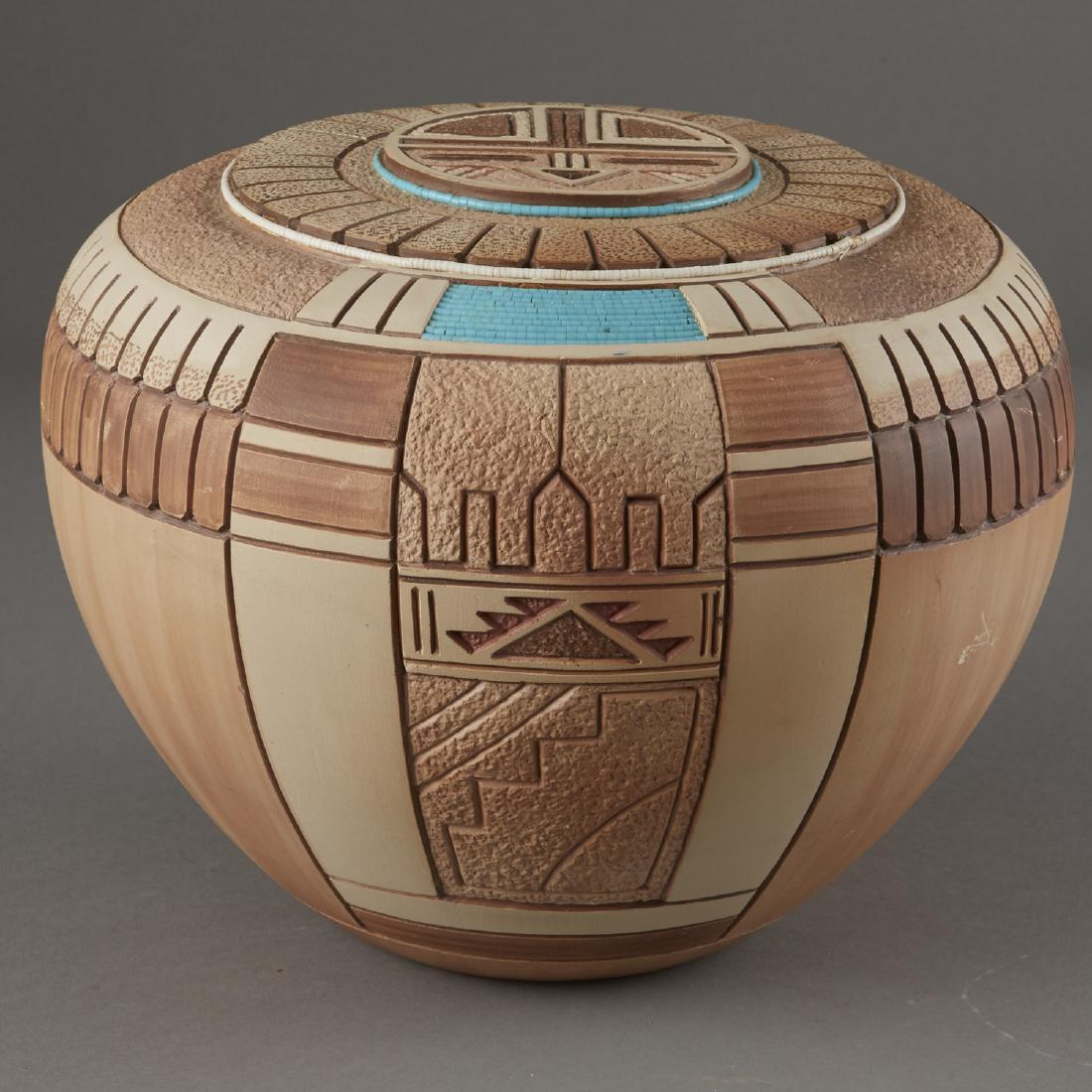 Tom Polacca Carved Pottery Turqoise (1 of 5)