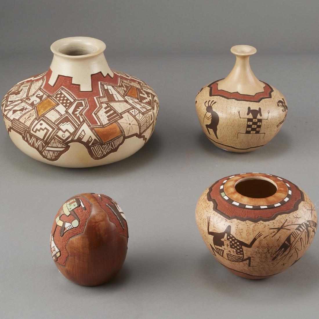 Group of 4 Lawrence Namoki Hopi Carved Jars (1 of 8)