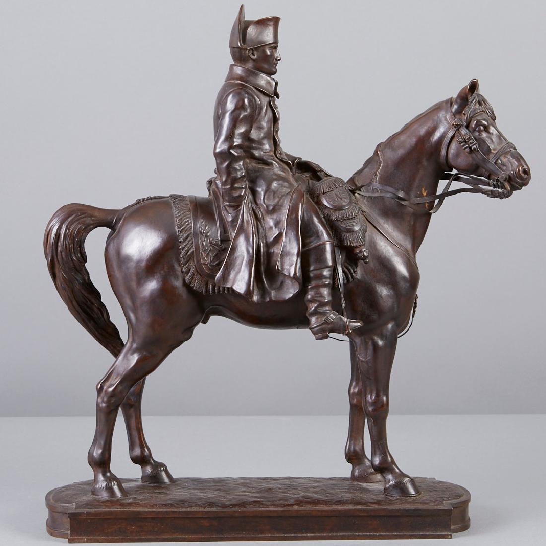 Alexandre Vibert Napoleon on Horseback Bronze Sculpture: Alexandre Vibert (1847 - 1909). Bronze sculpture of Napoleon on horseback. Signed along the base. Provenance: Graham Gallery, New York. Dimensions: Height: 17 in x width: 15 1/2 in x depth: 6 1/2 in.