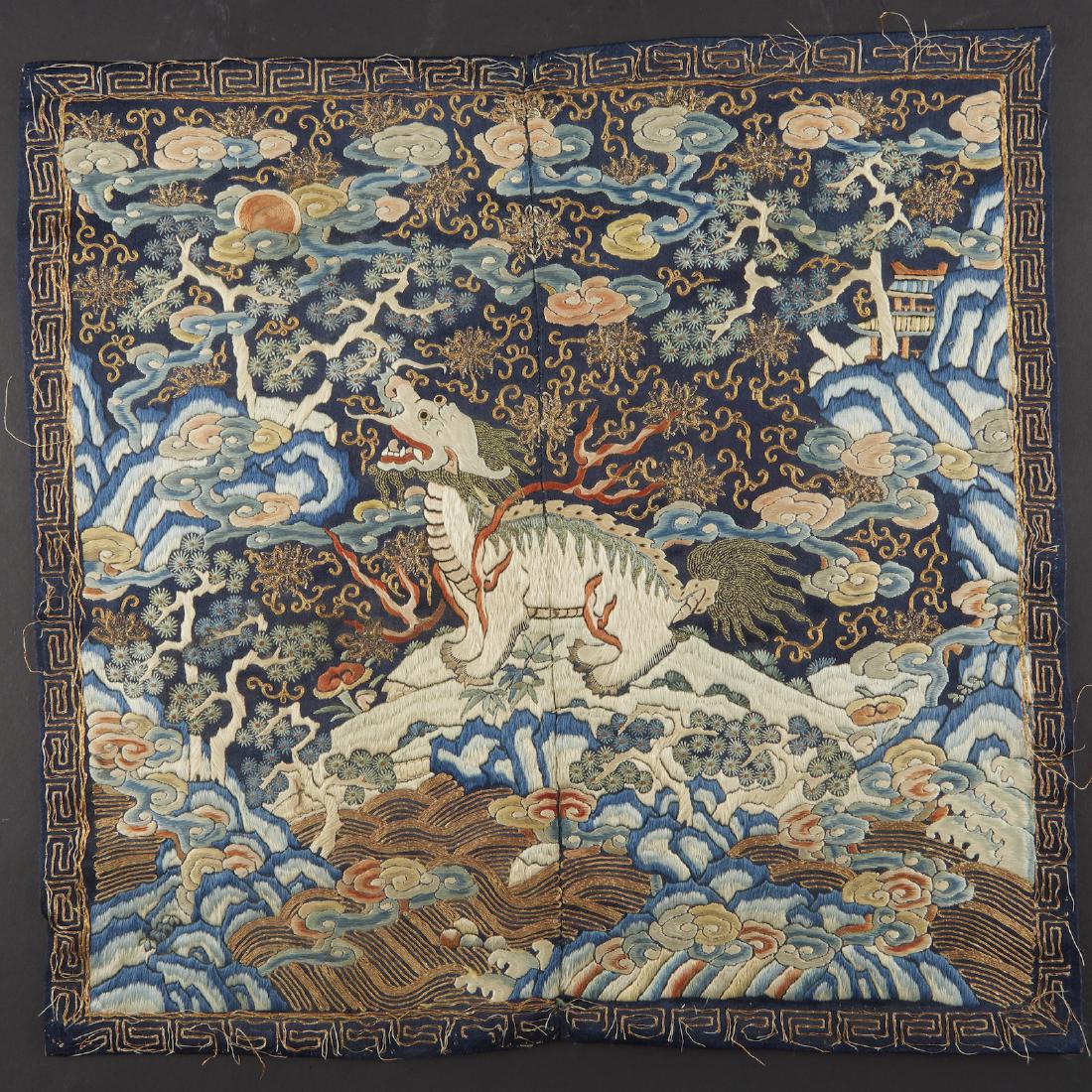 Chinese Embroidered Censor Xiezhi Rank Badge (1 of 2)