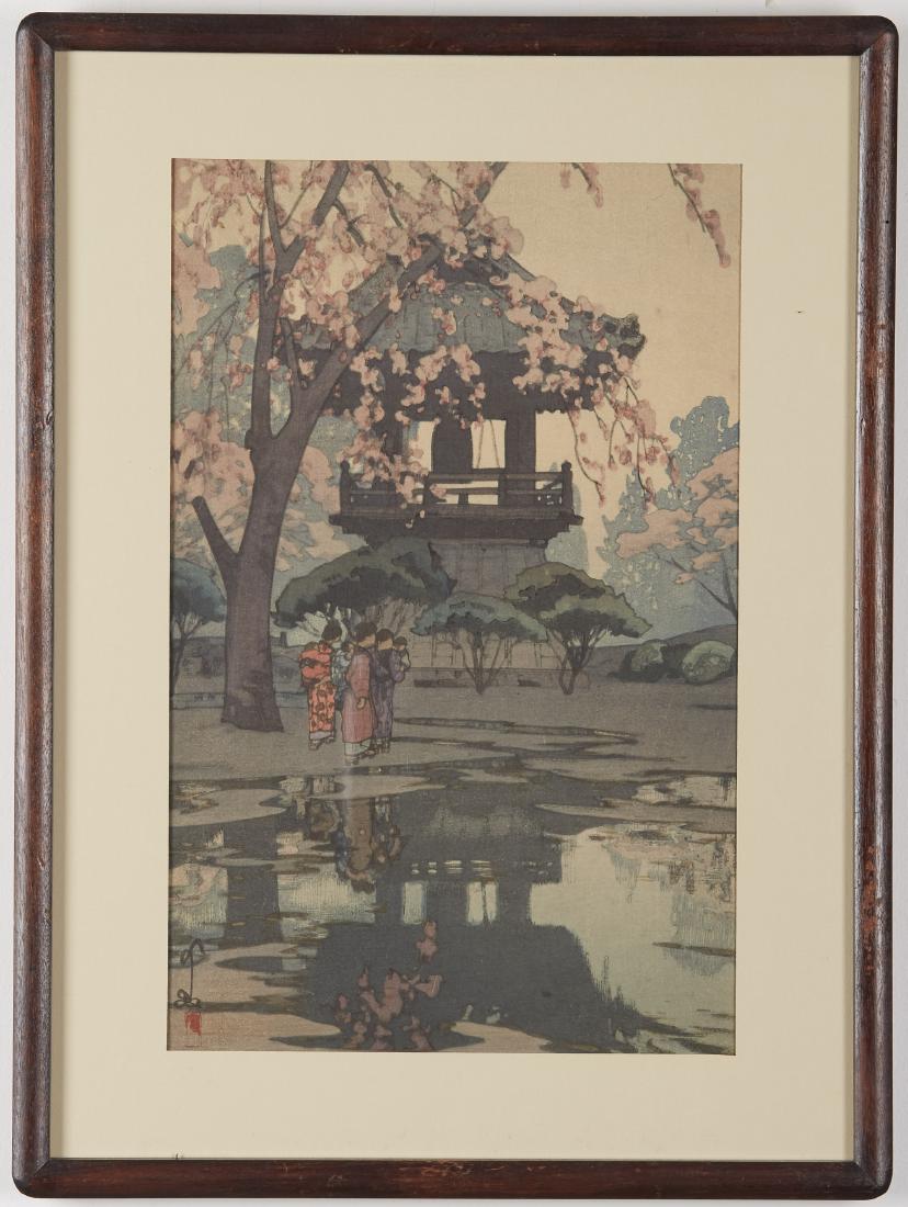 Hiroshi Yoshida In a Temple Yard Woodblock Print (1 of 3)