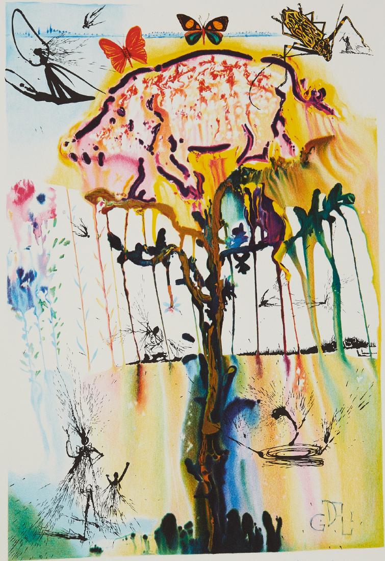 4 After Salvador Dali Alice in Wonderland Lithographs: After Salvador Dali (1904-1989). Heliogravure on Arches. Four prints from Dali's 1969 series of illustrations for Lewis Carrol's "Alice's Adventures in Wonderland." This lot includes "Pig and Pepper,"