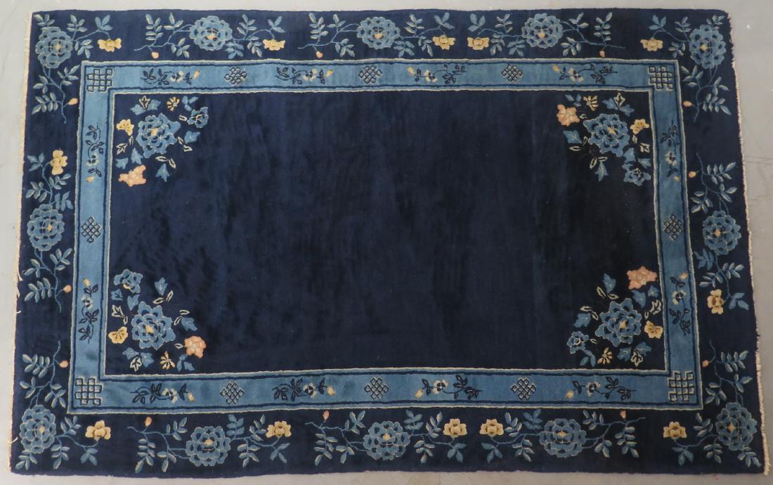 3 Antique Chinese Wool Hand Knotted Rugs - 19th/20th: Very nice group of Chinese hand knotted wool rugs of the late 19th and early 20th century. This item is from the collection of William Jennings. This collection was assembled by Jenningsâ€™ paren
