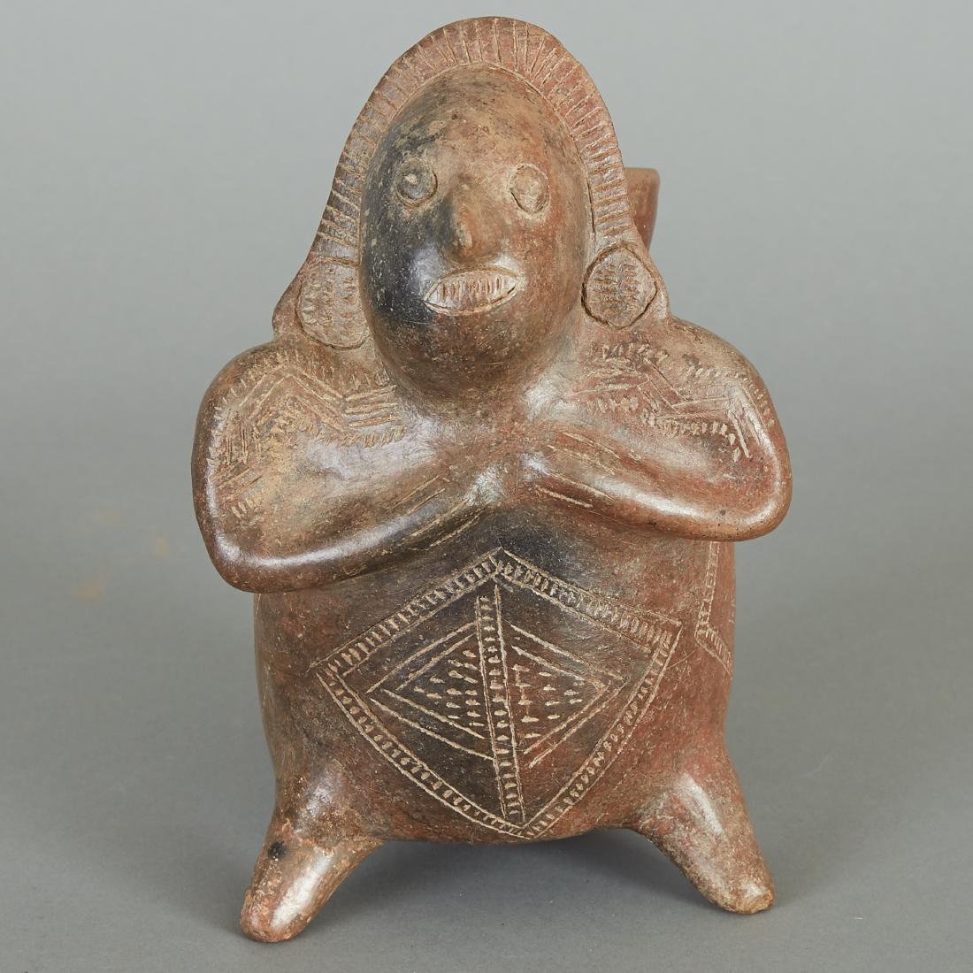 Pre-Columbian Colima Female Effigy Vessel: Pre-Columbian ceramic Colima female effigy vessel, circa 100 B.C.E-150 C.E. Provenance: Purchased by Fernandez Leventhal Gallery, NY from Arte Primitivo; purchased by current owner from Fernandez Leve