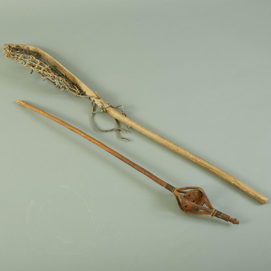 Native American Lacrosse Stick and Game Piece Ojibwe