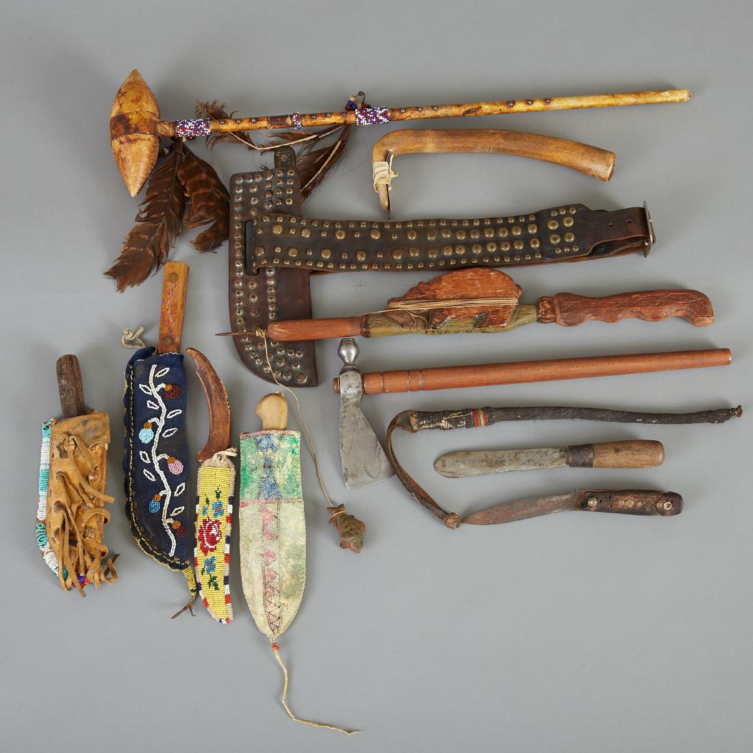 Large Group Native American Weapons and Tools Ojibwe