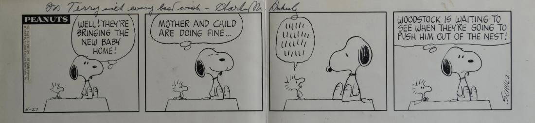 Charles Schulz Original Four-Panel Peanuts Comic: Charles Schulz (1922-2000). Original "Peanuts" comic strip, the daily strip for May 27, 1972. Black ink over pencil on drawing board. Signed in the fourth panel. The United Feature Syndicate