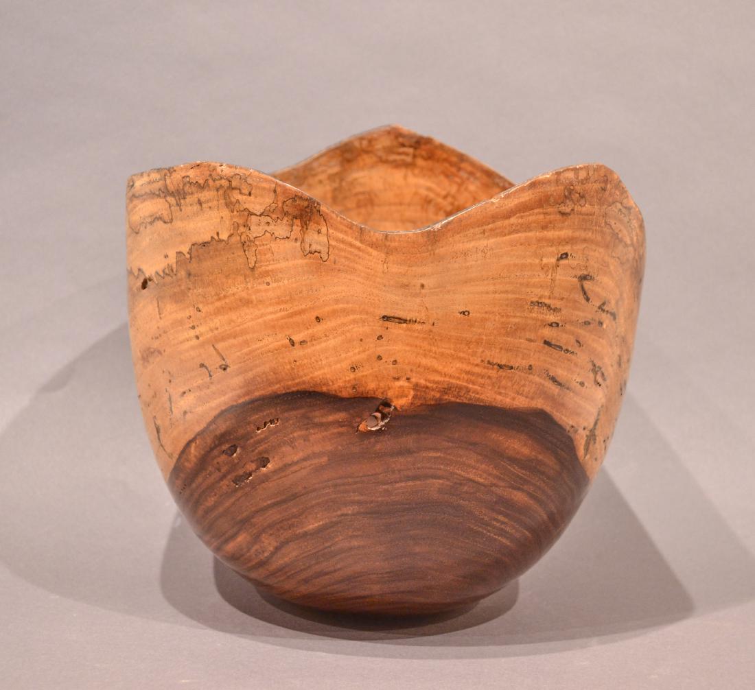 Barry Biesanz Turned Wood Bowl: Barry Biesanz (b. 1948) Turned cocobolo wood bowl, 2013. Signed, dated, and inscribed "cocobolo" along the underside. Barry Biesanz is a Costa Rica-based wood turner who creates usable art from lathe-