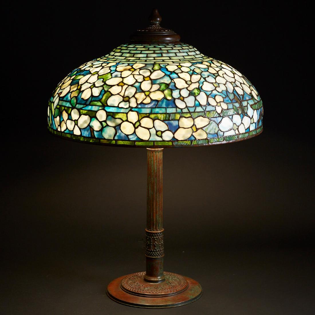 Tiffany Studios Leaded Glass and Bronze Dogwood 2 (1 of 8)