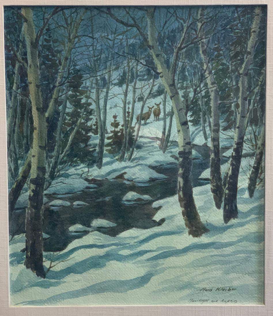 Hans Kleiber "Moonlight and Aspen" Watercolor on (1 of 3)