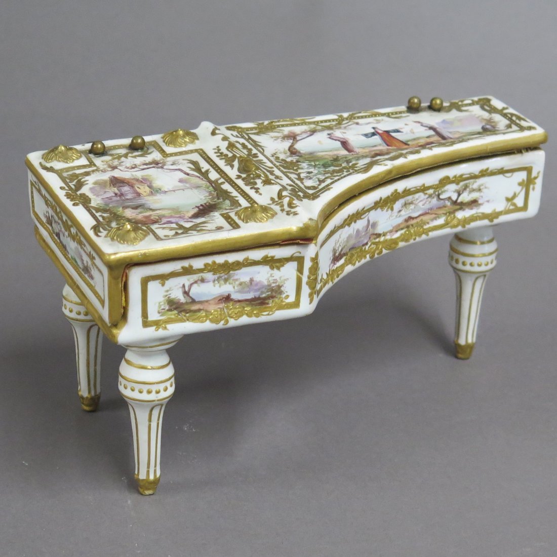 Early French Porcelain Piano Lidded Jewelry Box (1 of 7)