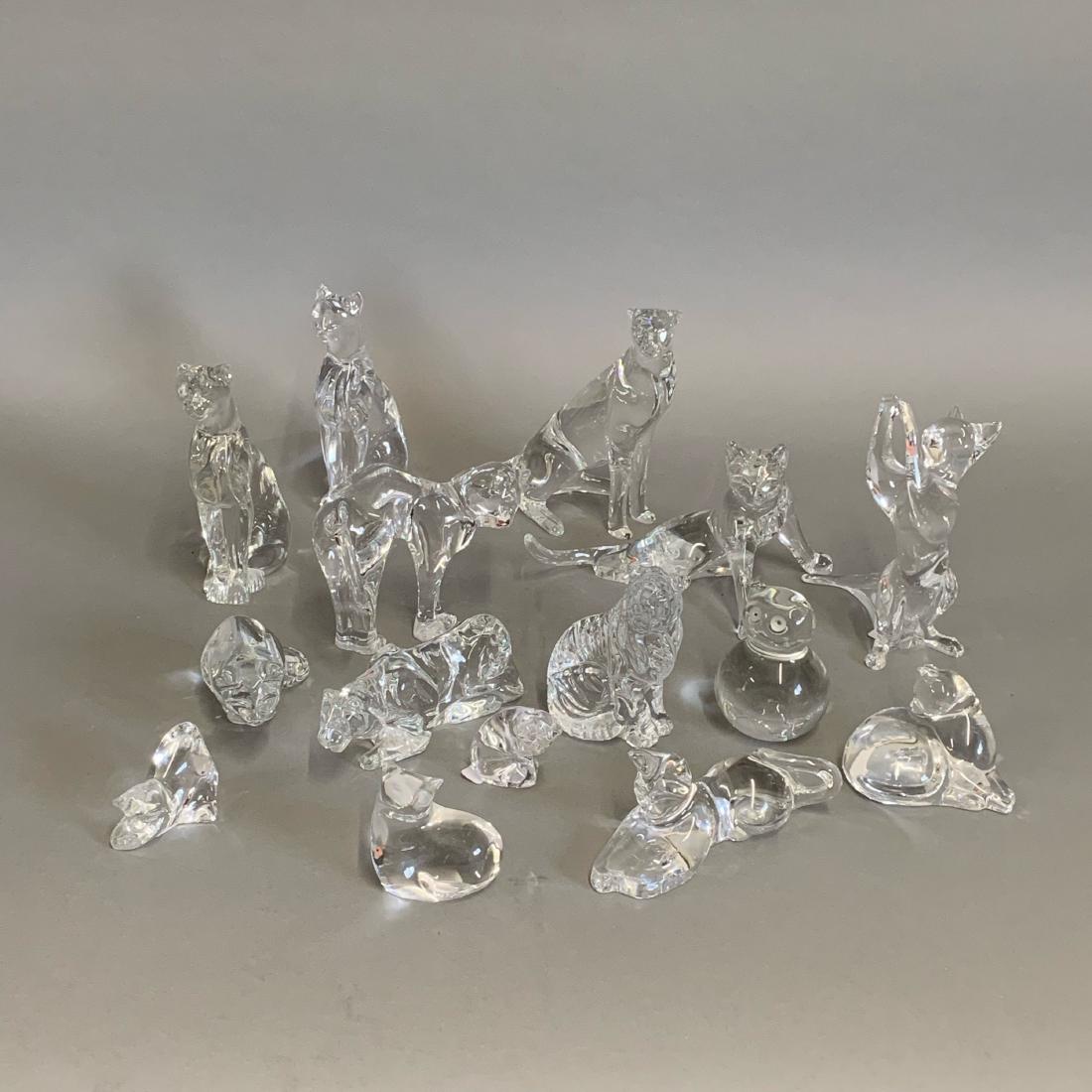 Group of 15 Baccarat Crystal Cat Figurines (1 of 5)