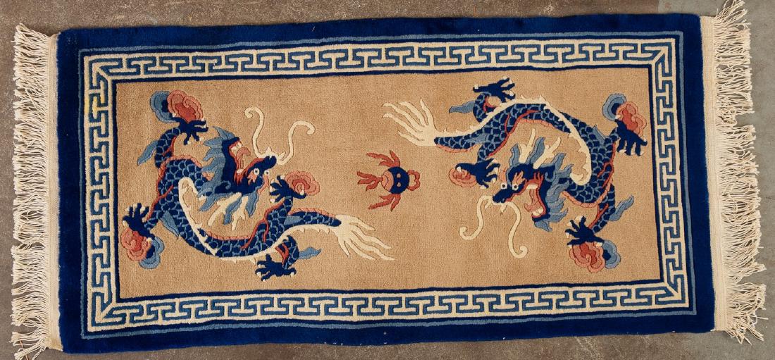 Group of 3 Chinese Wool Rugs: Nice grouping of three Chinese handmade wool throw rugs. All 20th century. Dimensions: Height: 34 1/2 x 26 in SKU: 00889
