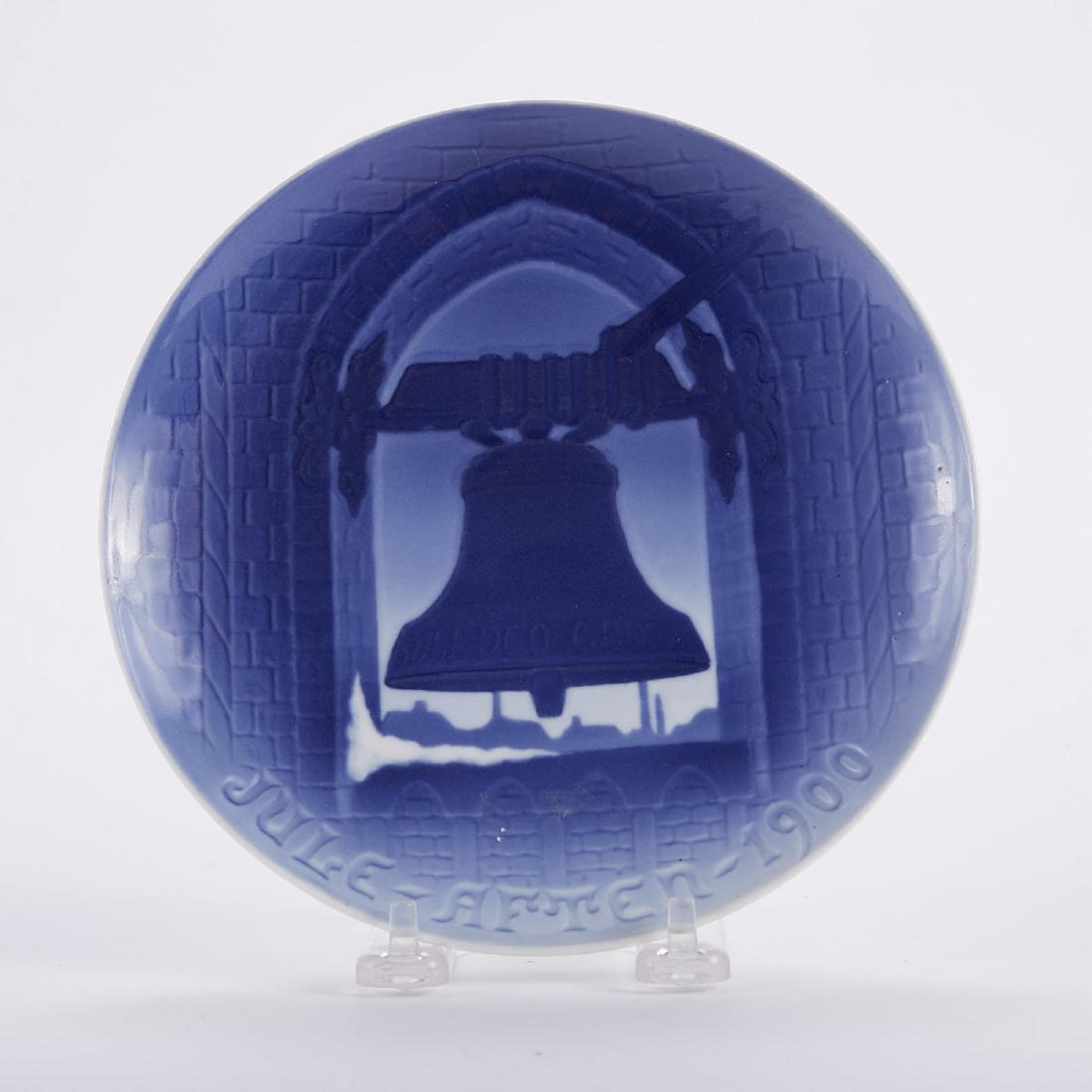 Bing and Grondahl Christmas Plate 1900: Bing and Grondahl, Denmark. Blue and white porcelain Christmas Eve (Jule Aften) plate for 1900. Dimensions: Height: 1 in x diameter: 7 1/8 in. SKU: 01355