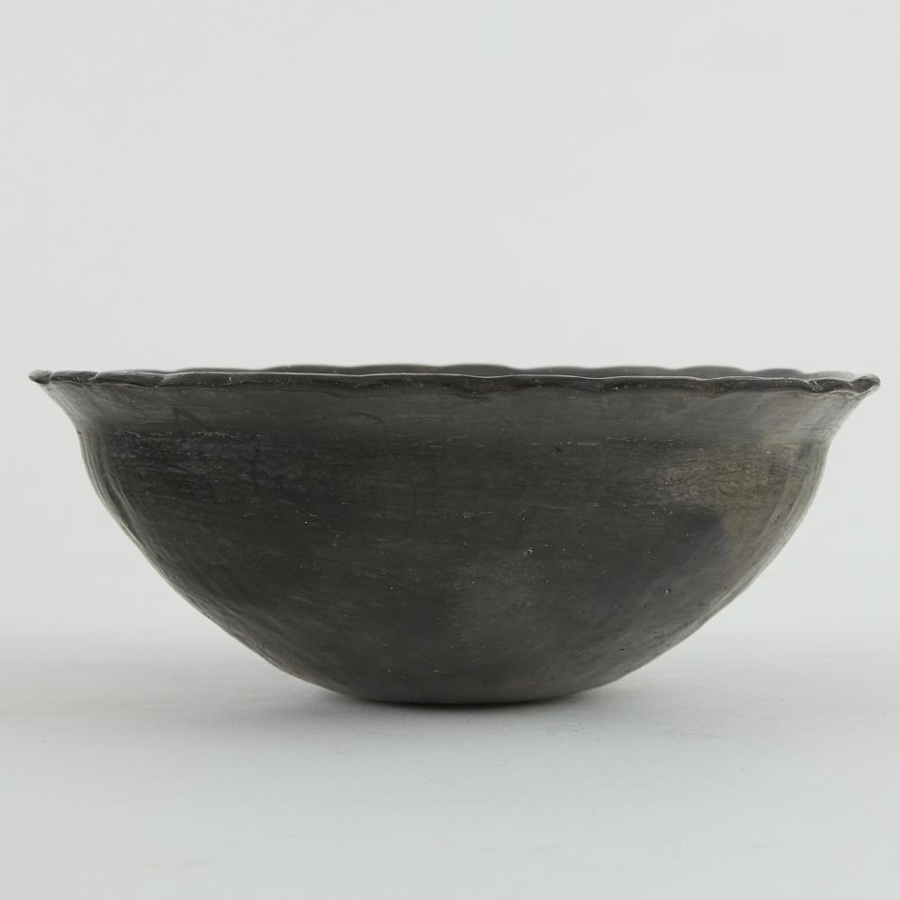 Santa Clara Blackware Pottery Bowl w/ Scalloped R (1 of 3)