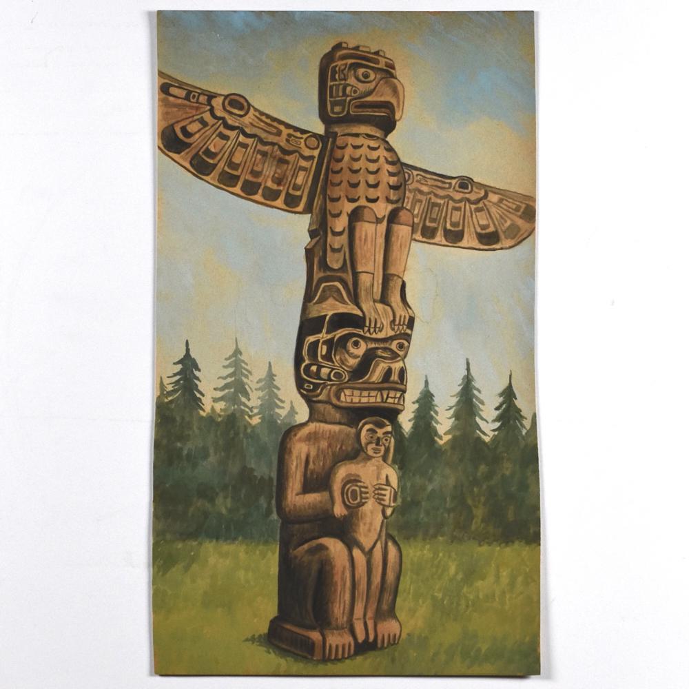 Grp: 58 Watercolor Early Paintings of Totem Poles (1 of 10)