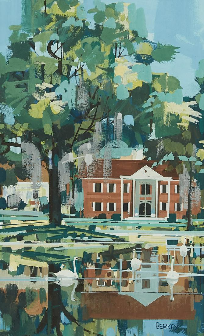 John Berkey Autumn Townscape Acrylic on Board (1 of 3)