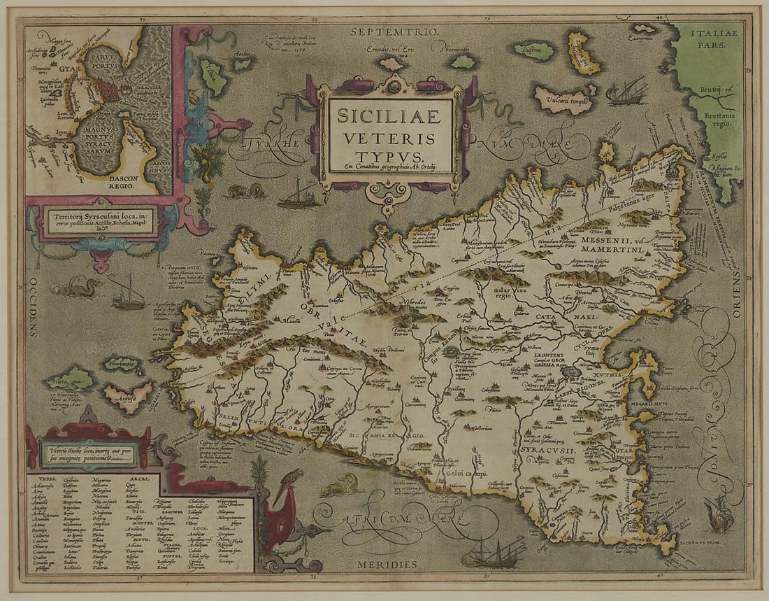 Ortelius Map of Sicily "Siciliae Veteris Typus" 1 (1 of 2)