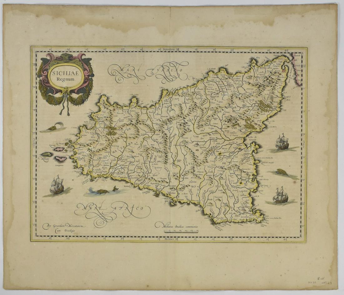 Grp: 5 Maps of Sicily Italy 18th/19th c. Jaillot (1 of 5)