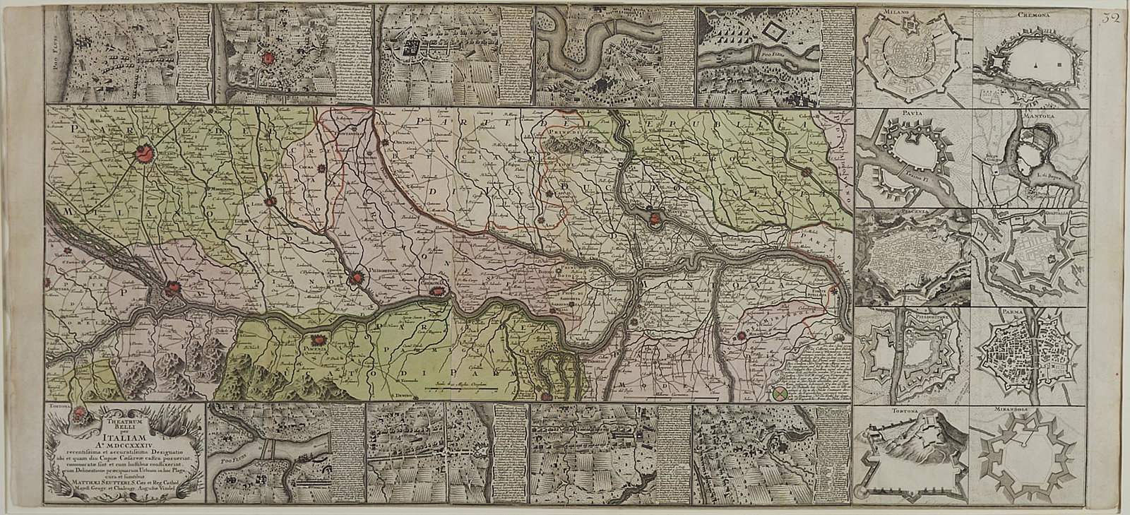 Seutter Theatrum Belli per Italiam 1734 Map (1 of 2)