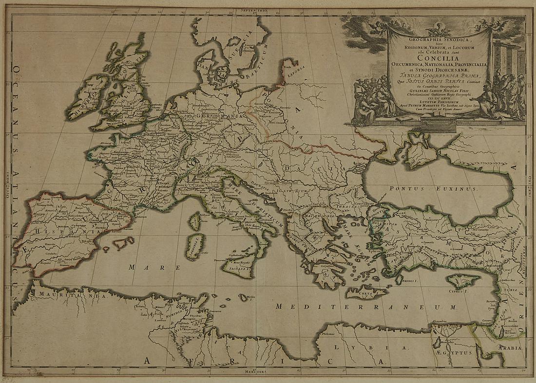 Sanson Hand Colored Map of Europe  Geographia Syn (1 of 2)