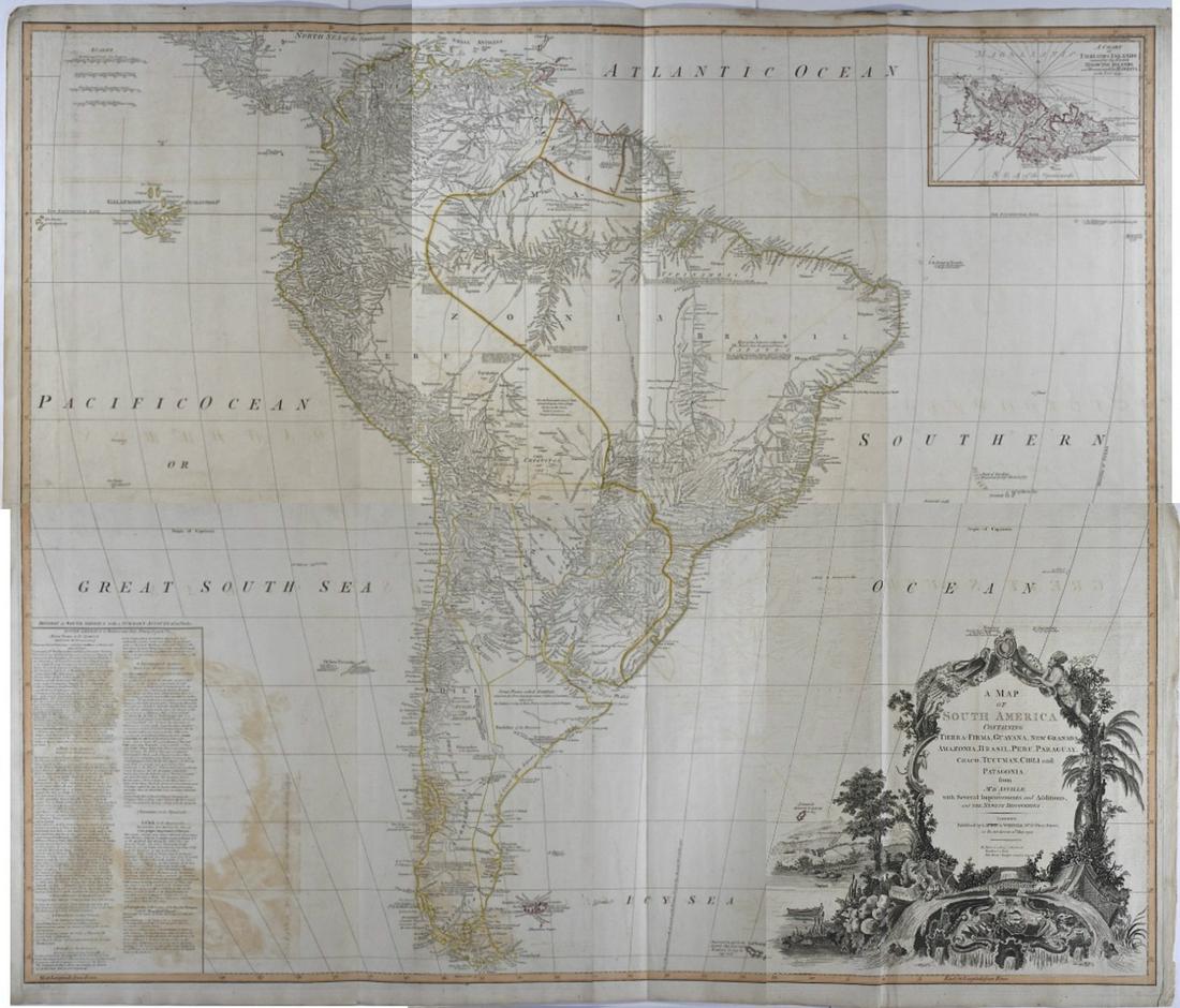 Large D'Anville Wall Map of South America 1794 (1 of 1)