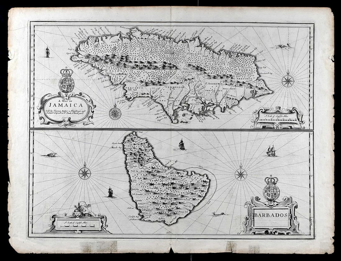 Speed Map of Jamaica and Barbados 1676 (1 of 2)